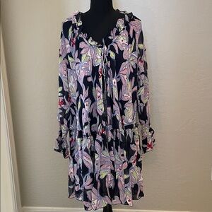 See by Chloe Lilac Floral Dress. Fit is oversize. 100% Silk.